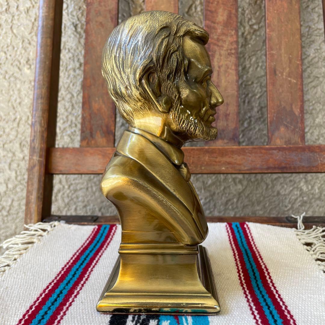 70's〜アメリカアンティーク　リンカーン大統領の金属製胸像　USAヴィンテージ