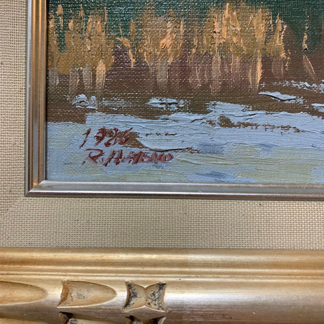 絵画　油彩肉筆画　真作　姫野陸郎『海辺』F3