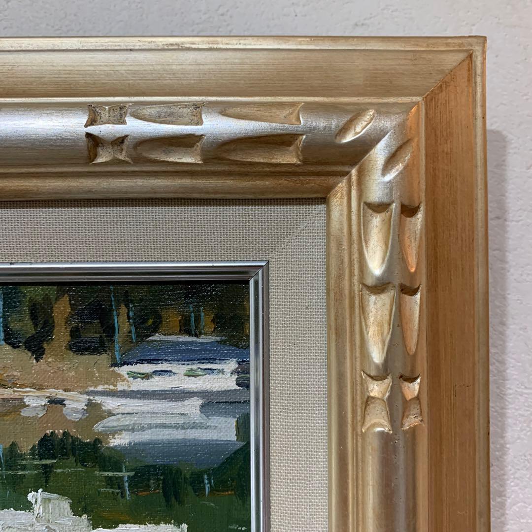 絵画　油彩肉筆画　真作　姫野陸郎『海辺』F3