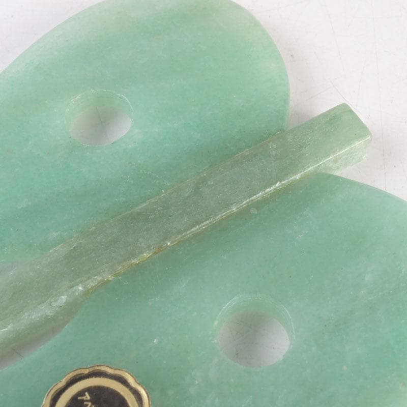 天然石　アベンチュリン　幸貴作　風林火山　軍配　縁起物　置物　共箱　V　9514