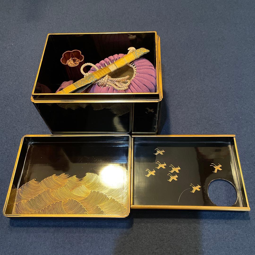 茶道具　茶箱「利休茶箱」※『波千鳥の蒔絵』に※『茶杓は舟の櫓』