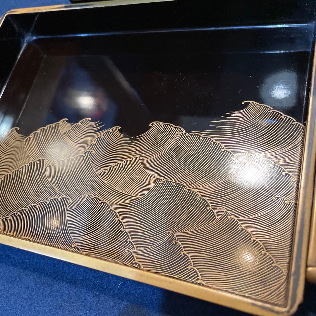 茶道具　茶箱「利休茶箱」※『波千鳥の蒔絵』に※『茶杓は舟の櫓』