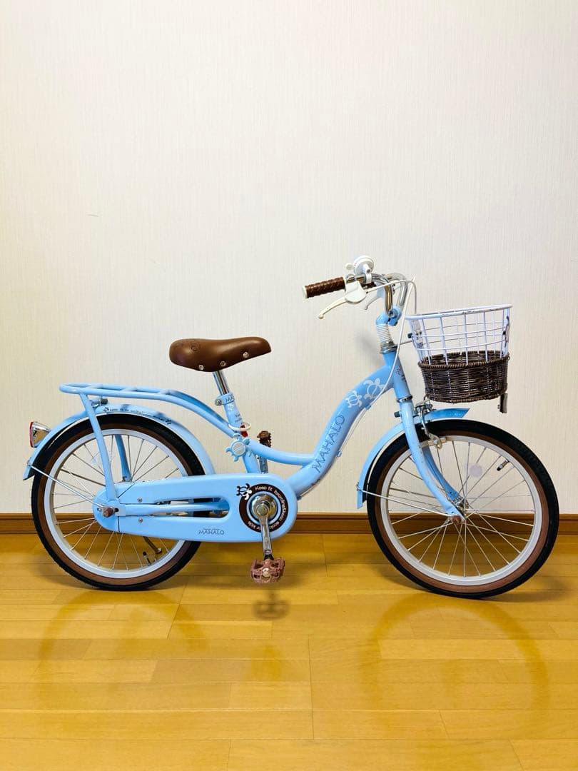 【引き取り限定】子供用自転車　マハロキッズ　18型　水色　駒あり