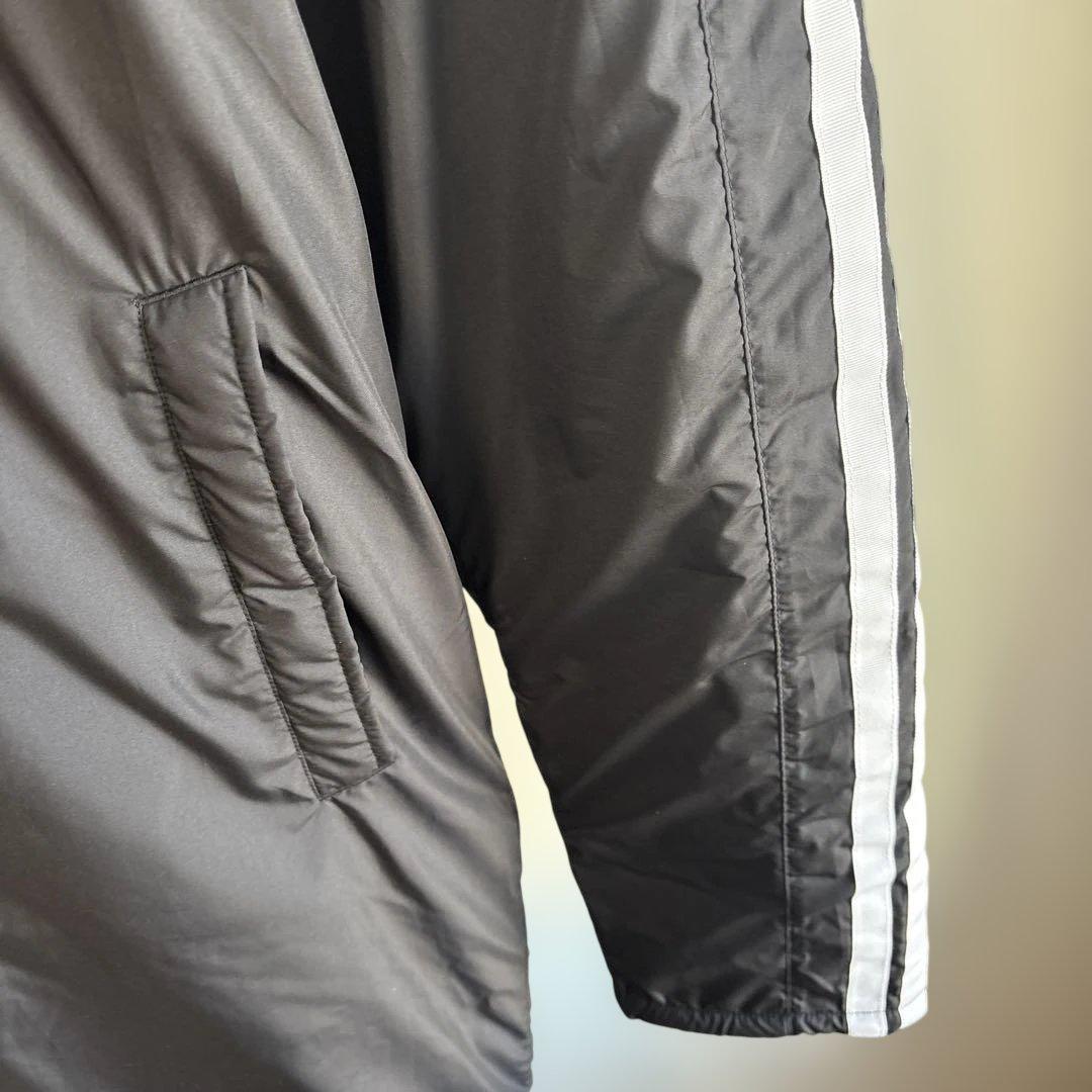 アディダス　adidas ベンチコート　ロングコート　内側ボア　中綿　黒　L