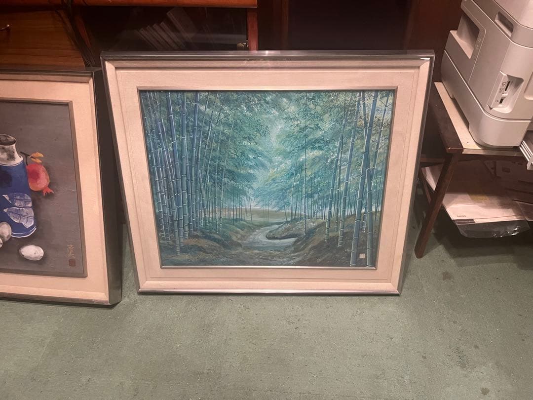 竹林の風景 水彩画 シルバーフレーム