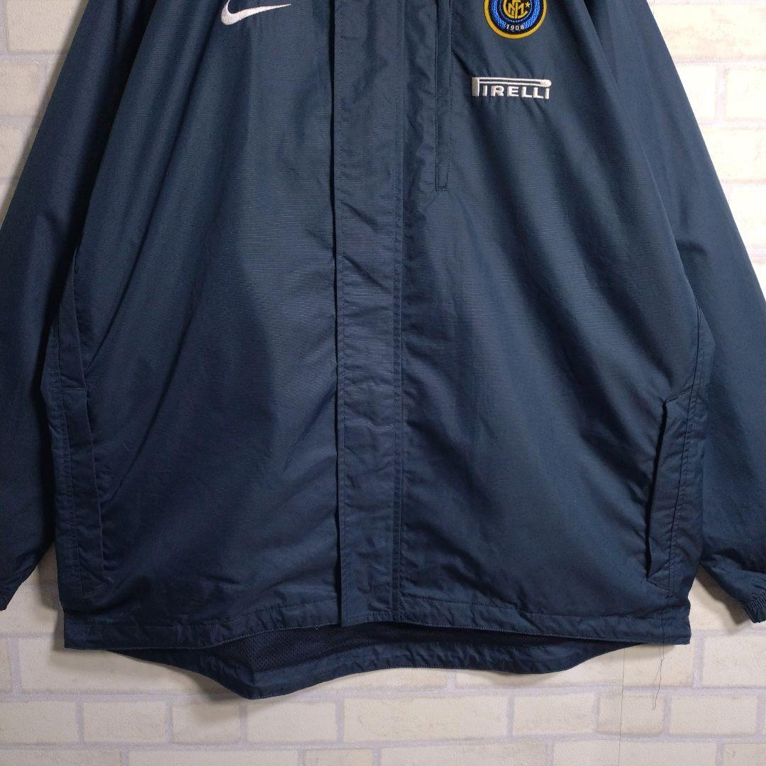 ナイキ★00s インテル PIRELLI 刺繍ロゴ ナイロンジャケット 紺 XL