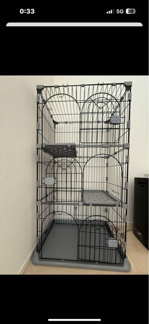 3段　キャットケージ ブラック