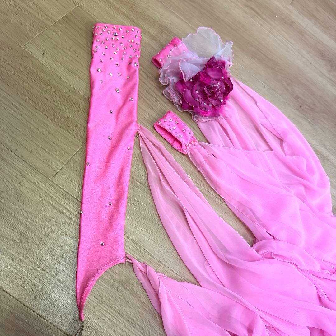 Y5952★SM★ピンク /ラインストーン/スタンダードドレス☆社交ダンス