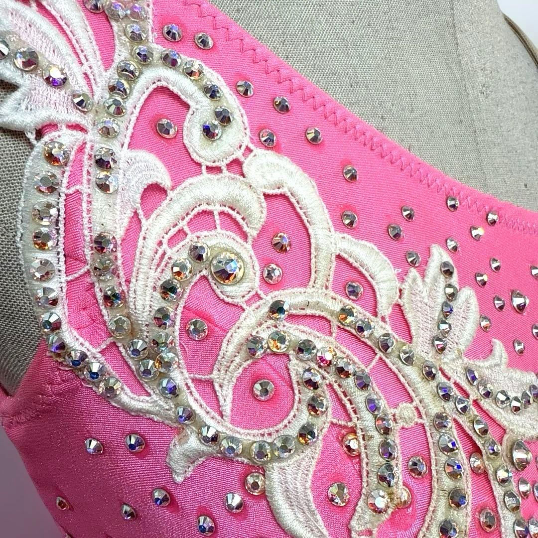 Y5952★SM★ピンク /ラインストーン/スタンダードドレス☆社交ダンス