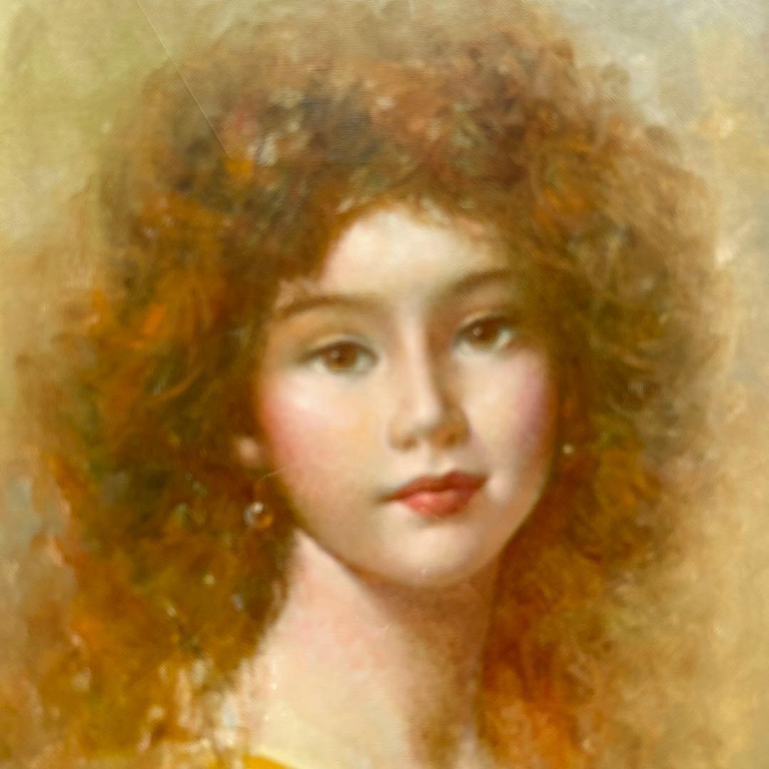 絵画　油彩画　少女　進徹　「黄色いブラウス」