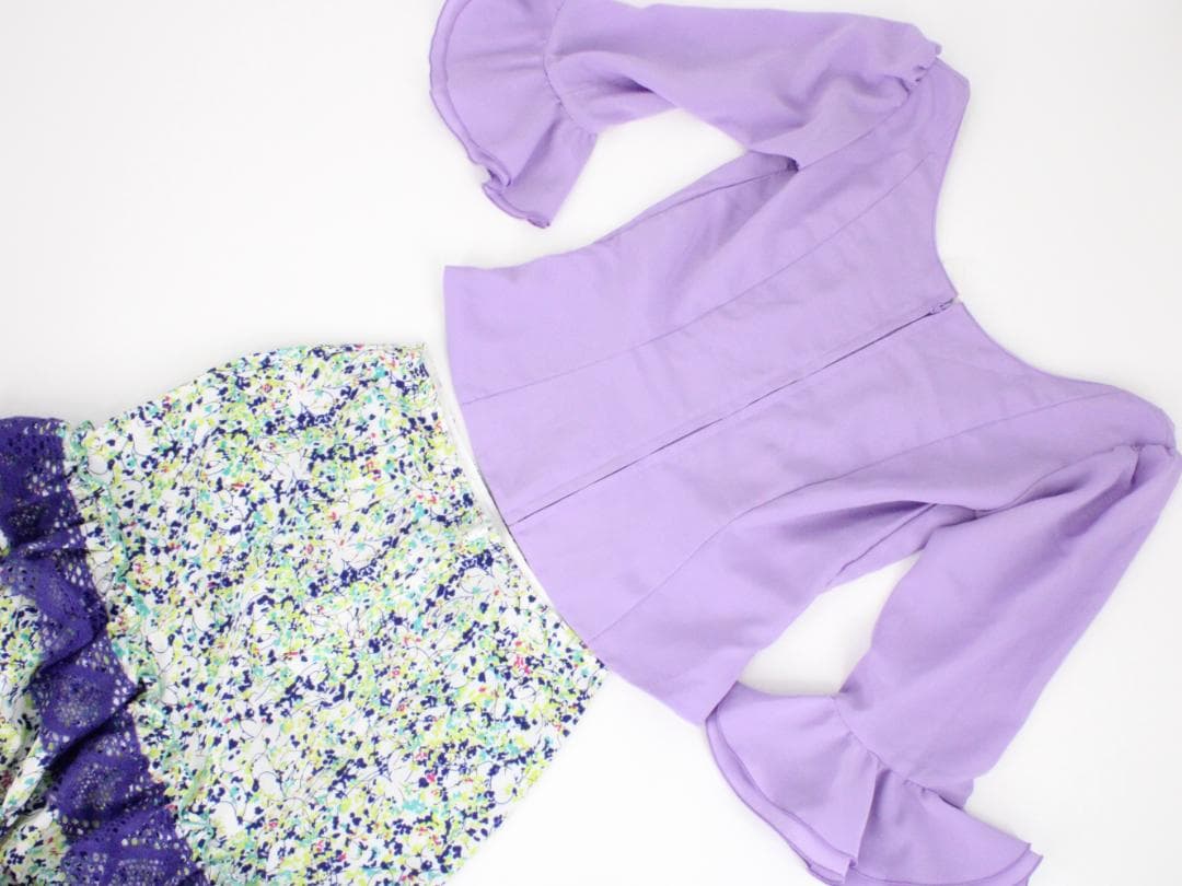 【美品 フラメンコ衣装 ツーピース】マルチカラー柄×レース地 HERMOSA