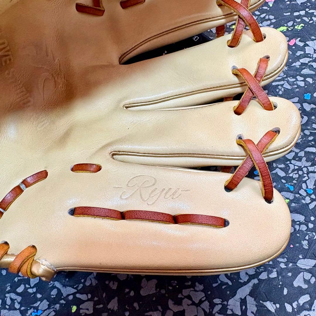 RYUリュウ 軟式硬式兼用 グローブ クリーム 内野用 内野手用 ゴールドヘリ革