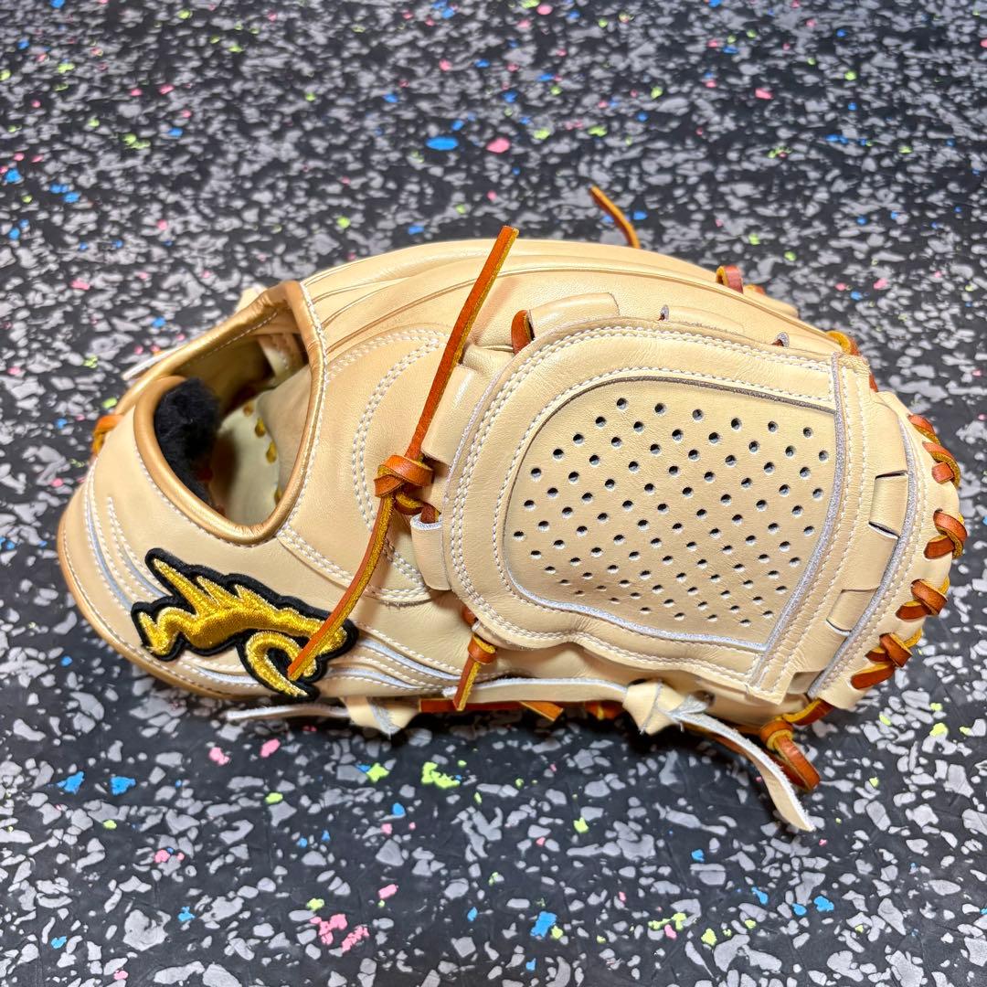 RYUリュウ 軟式硬式兼用 グローブ クリーム 内野用 内野手用 ゴールドヘリ革