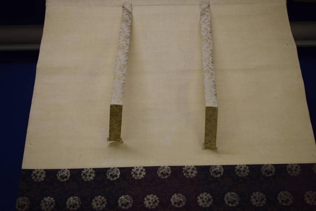 真作/川端玉章/河骨水禽図/河骨水鳥図/絹表装/布袋屋掛軸HI-346