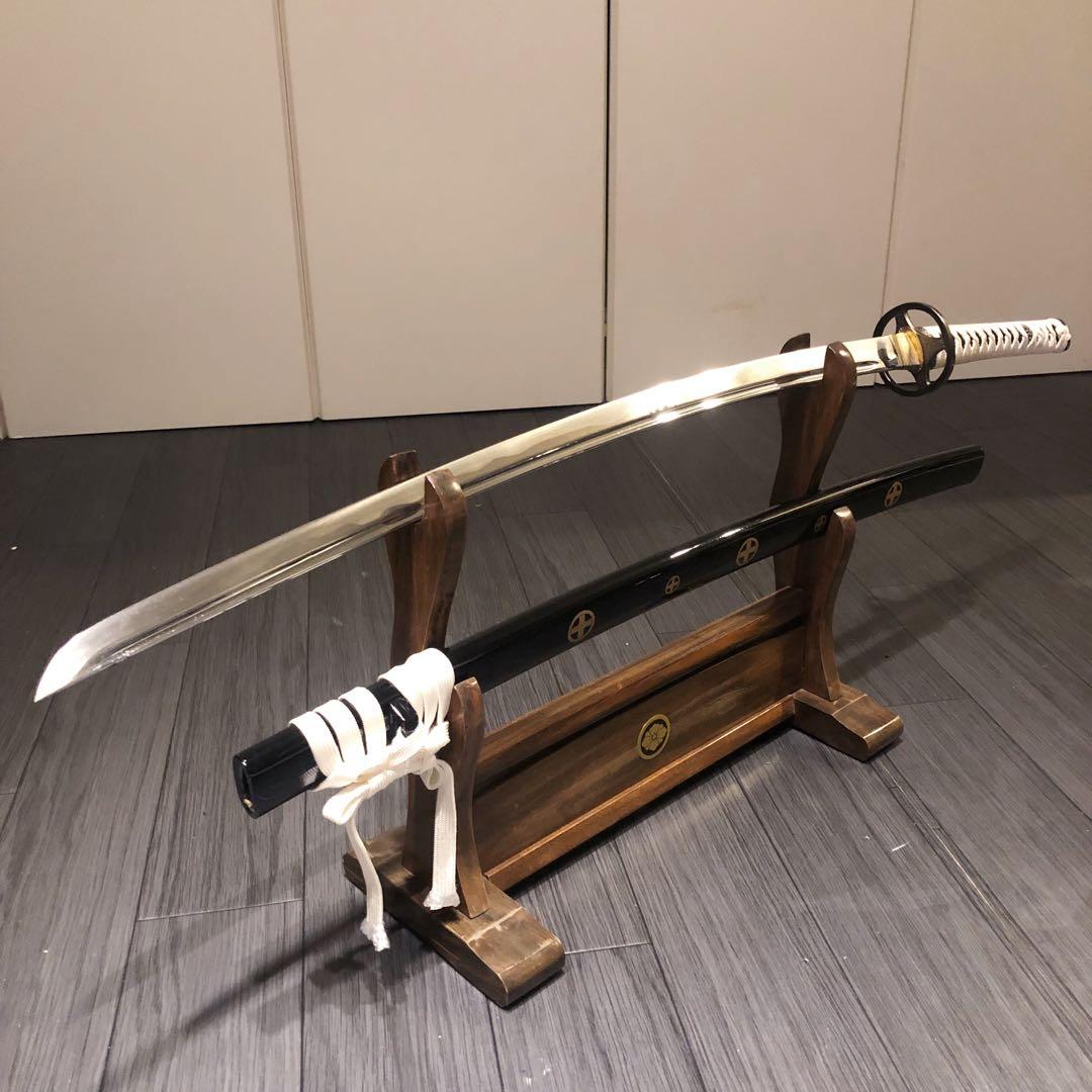 高級模造刀　樋有刀身 白拵え　居合刀　太刀　本格模造刀　紋様入り鞘