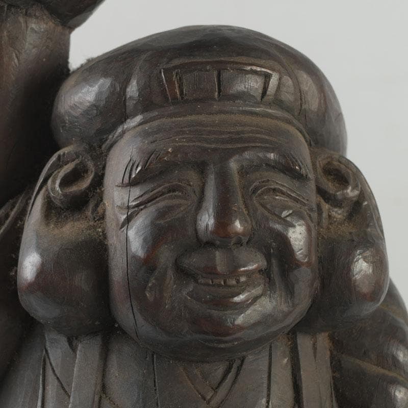 木彫　大黒天像　置物　縁起物　在銘　N　8646A