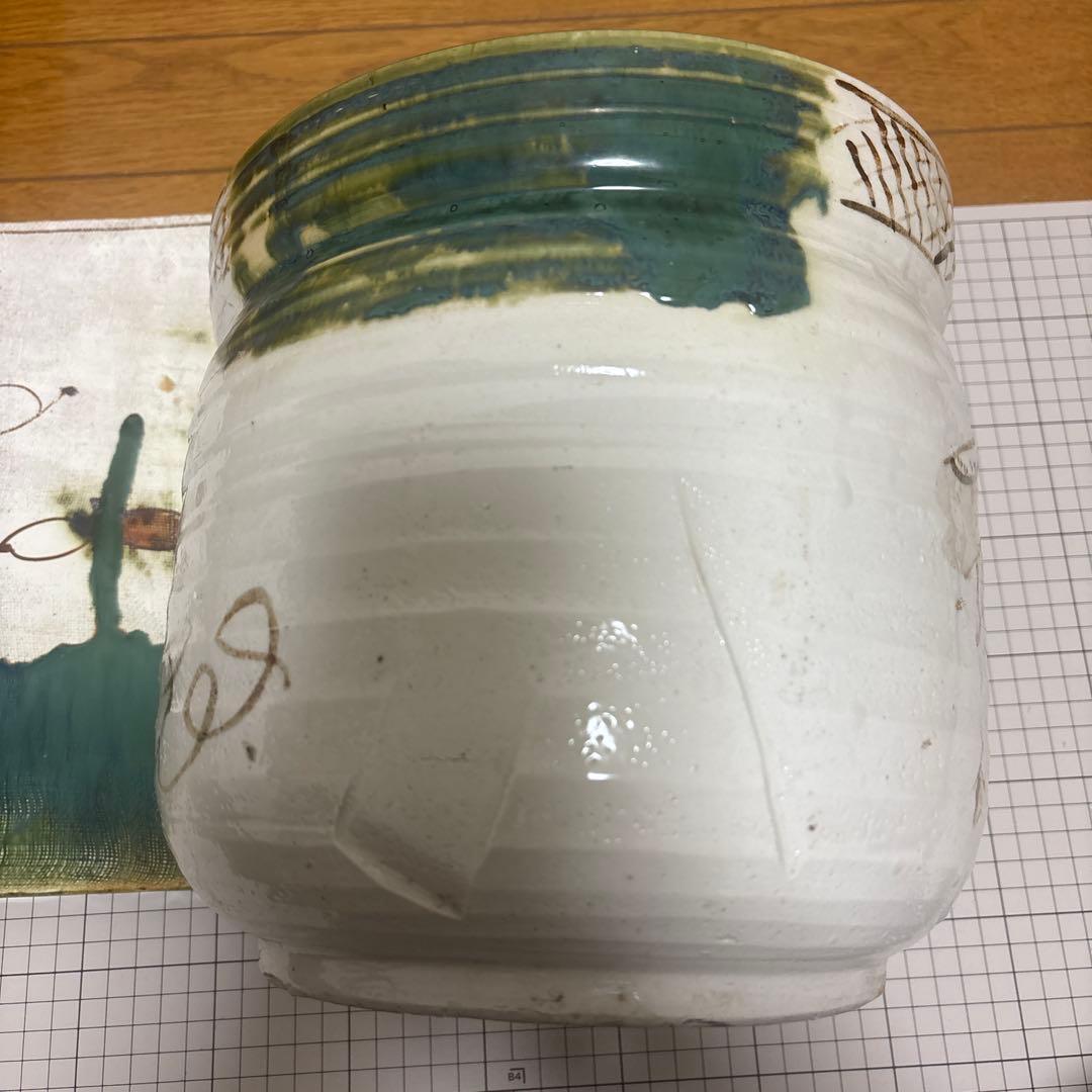 茶道具　陶器 陶板、水差し セット手描き 魚のモチーフ