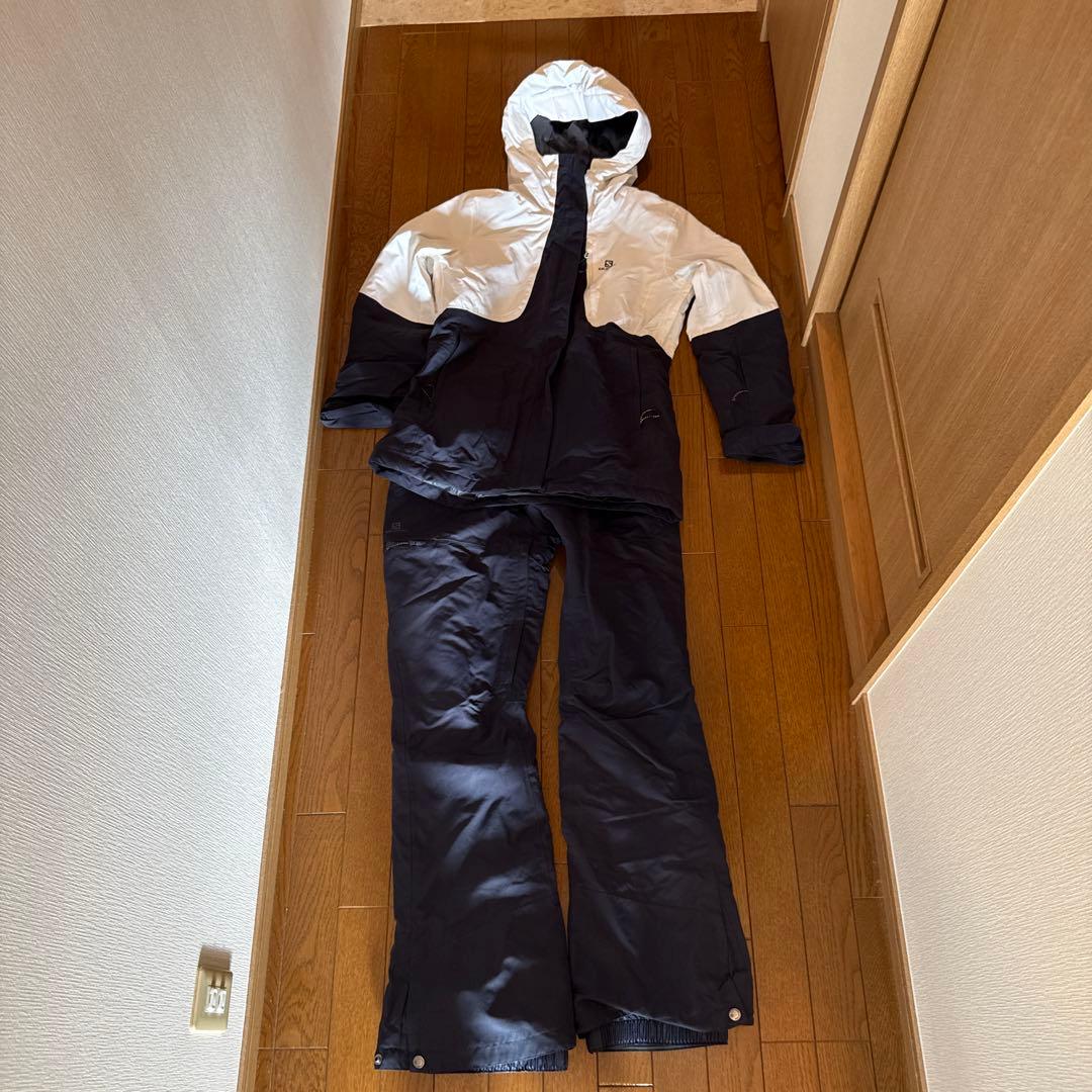 【一度だけ着用】Salomon スキーウェア ホワイト/ネイビー