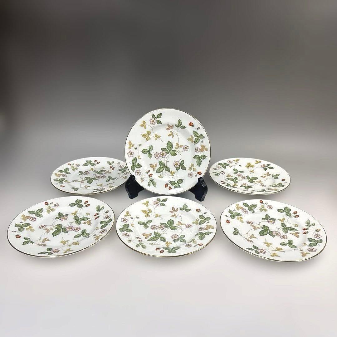 ま*ん様  ワイルドストロベリー プレート 黒壺マーク 6客揃