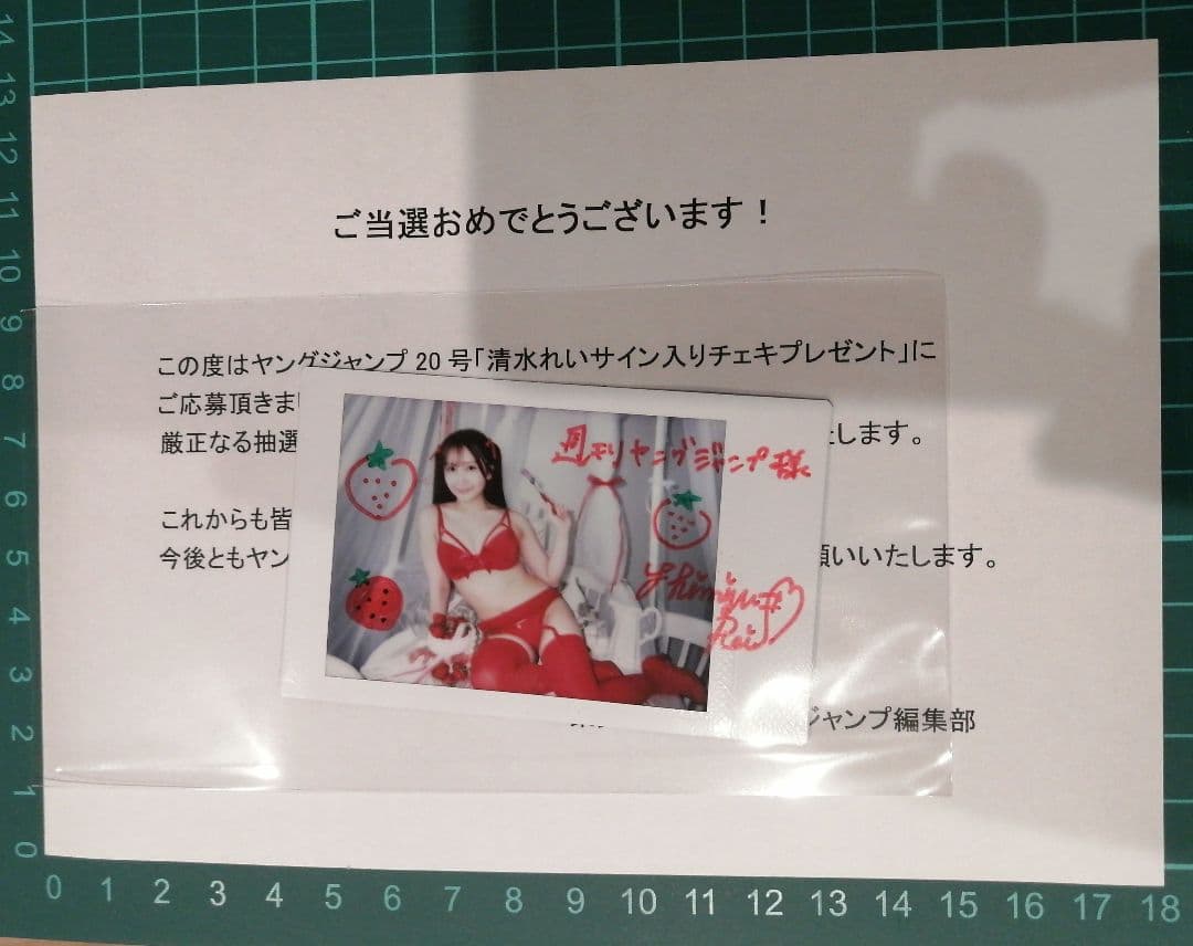 清水れい　サイン入りチェキ　ヤングジャンプ20号　当選