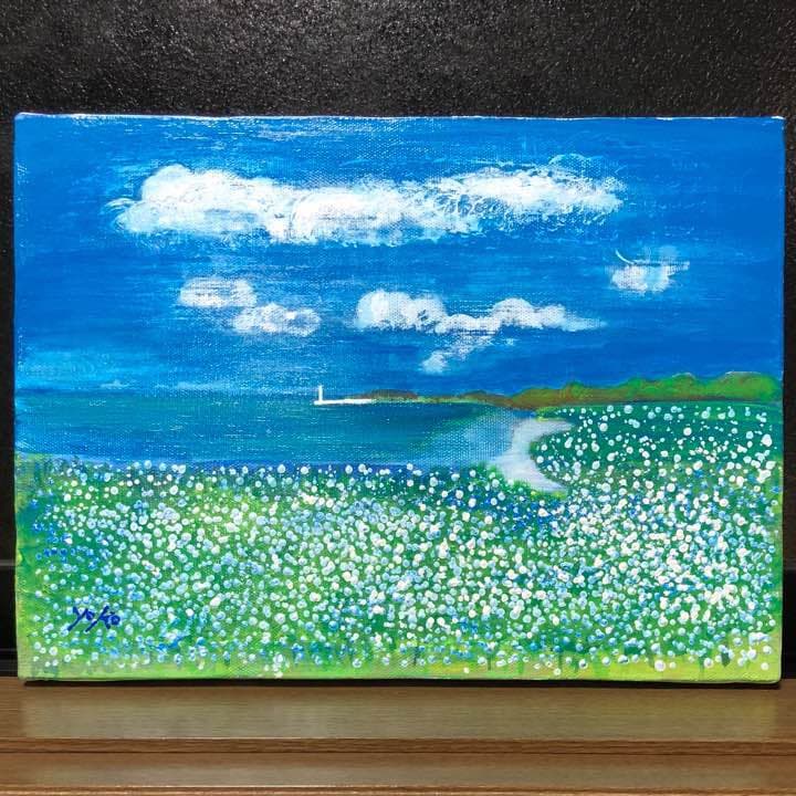 「青い風」原画 本物 一点物 絵画 yoko