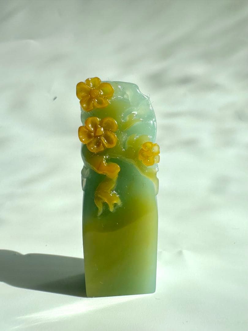 【梅の花】 花　古獣　美品　高級印材　篆刻　印石　雲南　天青石　印石　水凍