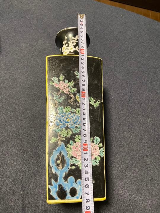 中国清末時代　粉彩 素三彩四方花瓶