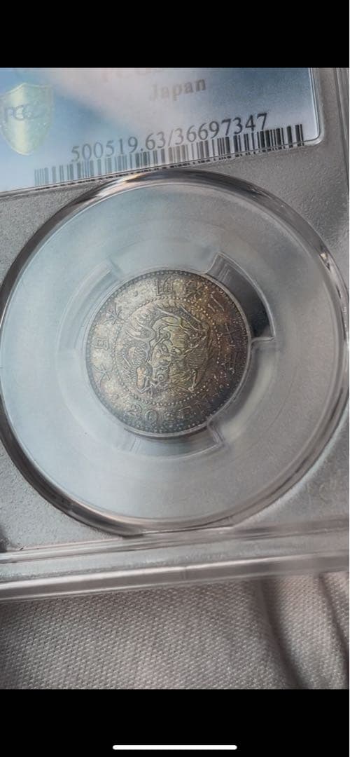 明治20 竜20銭銀貨 MS63 弱カラフルトーン