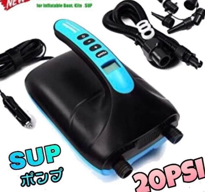 電動エアーポンプ DC12V空気入れ＆空気抜き20psiまで 新品 ライトブルー