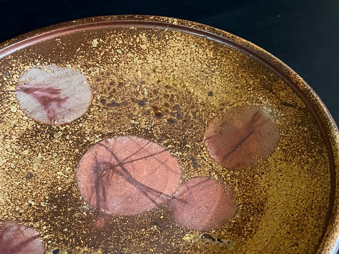 【美品】「母」 備前焼 大皿 馬場 祥輔 窯変 牡丹餅 胡麻 共箱 （E）