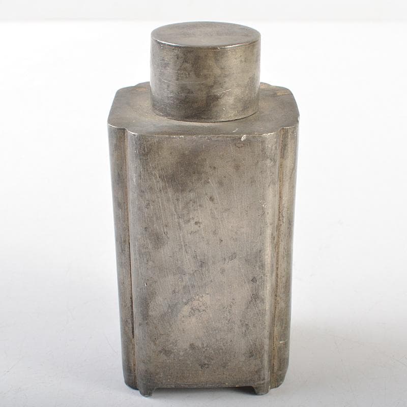 煎茶道具　古錫　四方茶壷　茶心壷　在銘　約212g　M　R5849