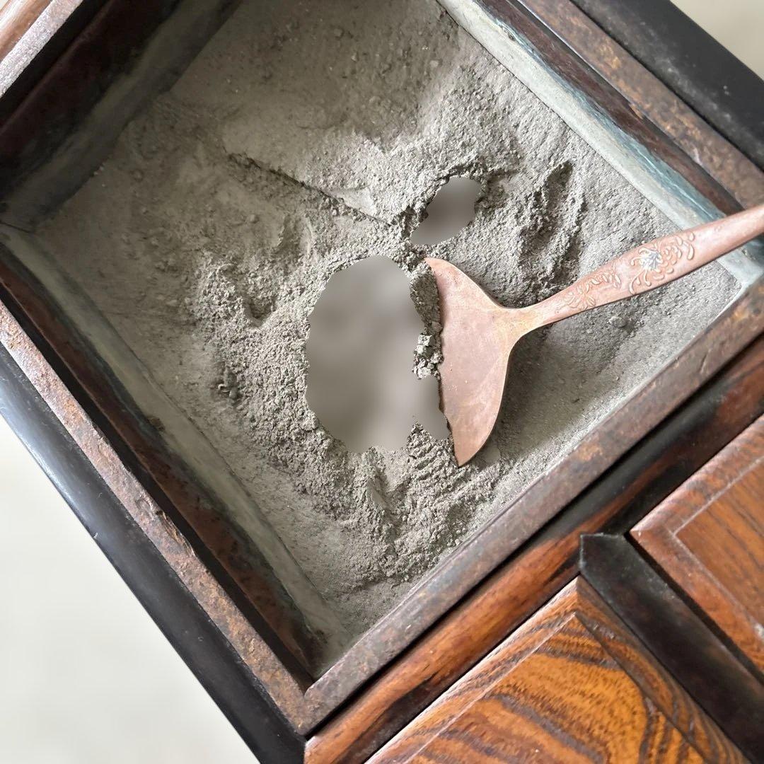 最終処分特価コンパクトな長火鉢　上品煎茶用ミニ灰付き素敵な木の雰囲気茶道具状態良