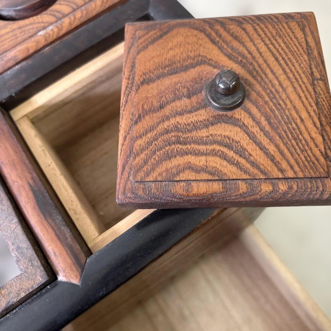 最終処分特価コンパクトな長火鉢　上品煎茶用ミニ灰付き素敵な木の雰囲気茶道具状態良