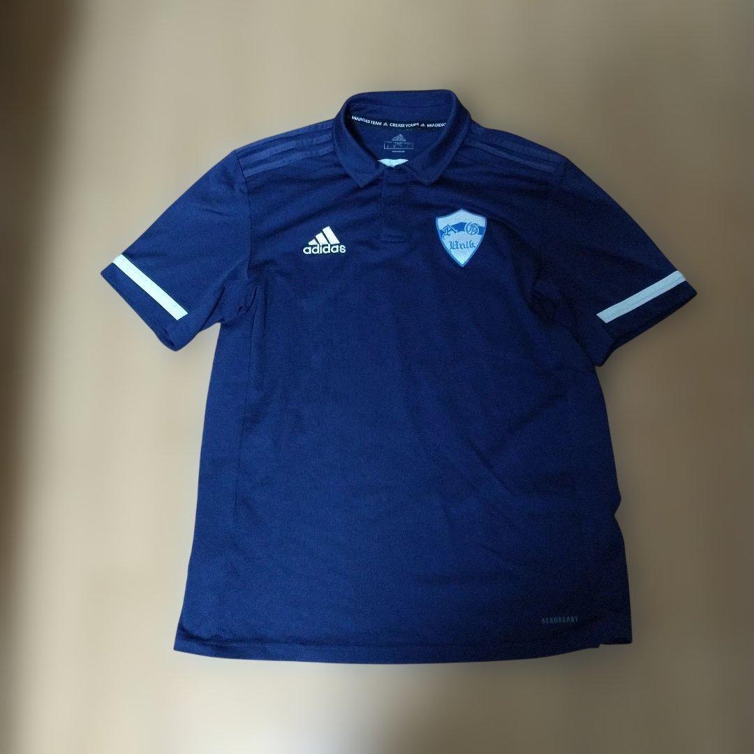 adidasアディダス青山学院大学サッカー部練習着移動着上下ポロシャツＬサイズ