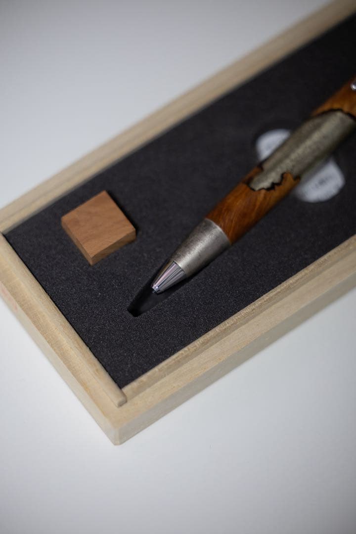 野原工芸 侘寂 ブライヤー 瘤 斑紋純銀色 斑紋金具 ボールペン