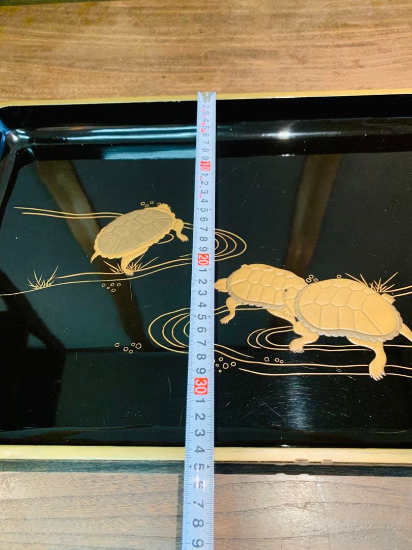 硯盆　広蓋　お盆　蒔絵　亀　天保時代　骨董　アンティーク