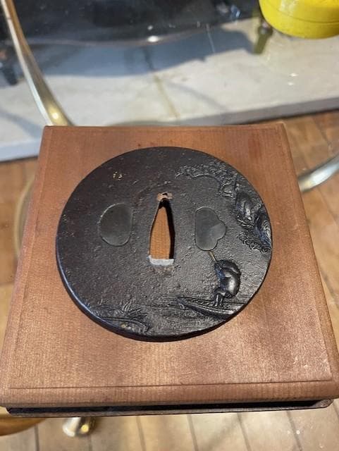 鉄製浮世絵風鍔(つば)