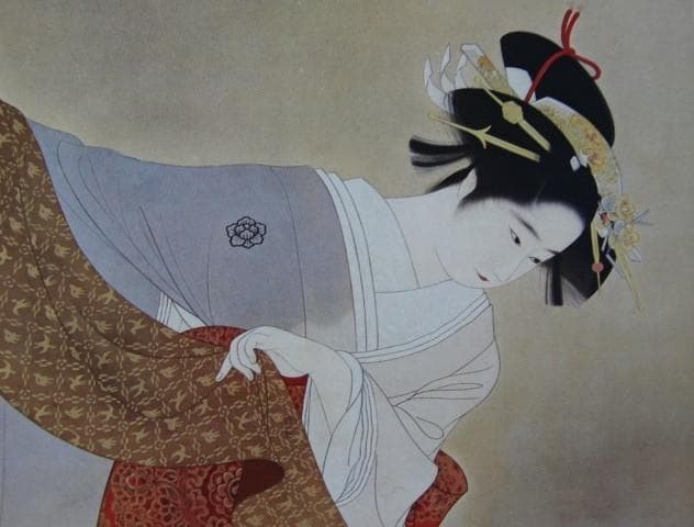 伊東 深水、「鏡獅子」、額装用希少図版、新品額・額装付き、状態良好