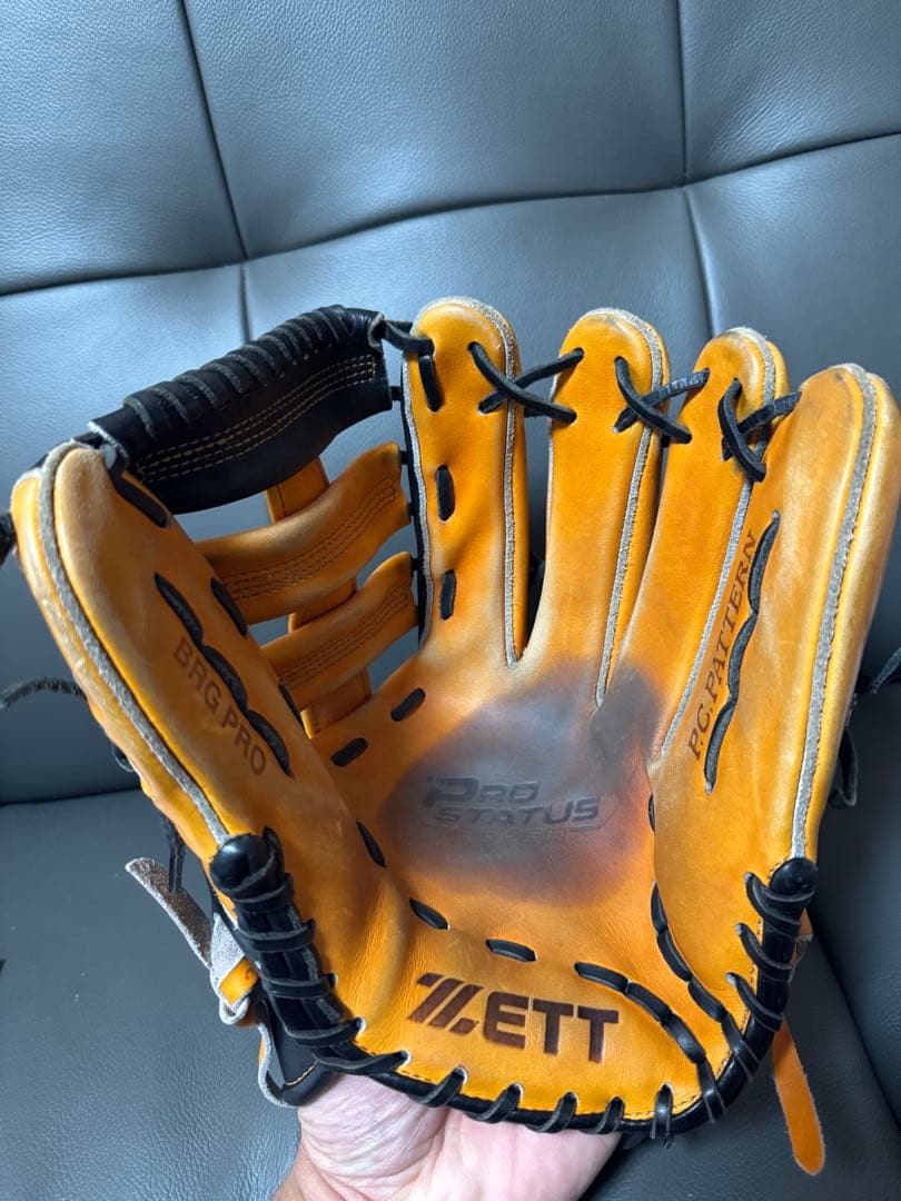 ZETT Pro Status 軟式グローブ オレンジ/ブラック