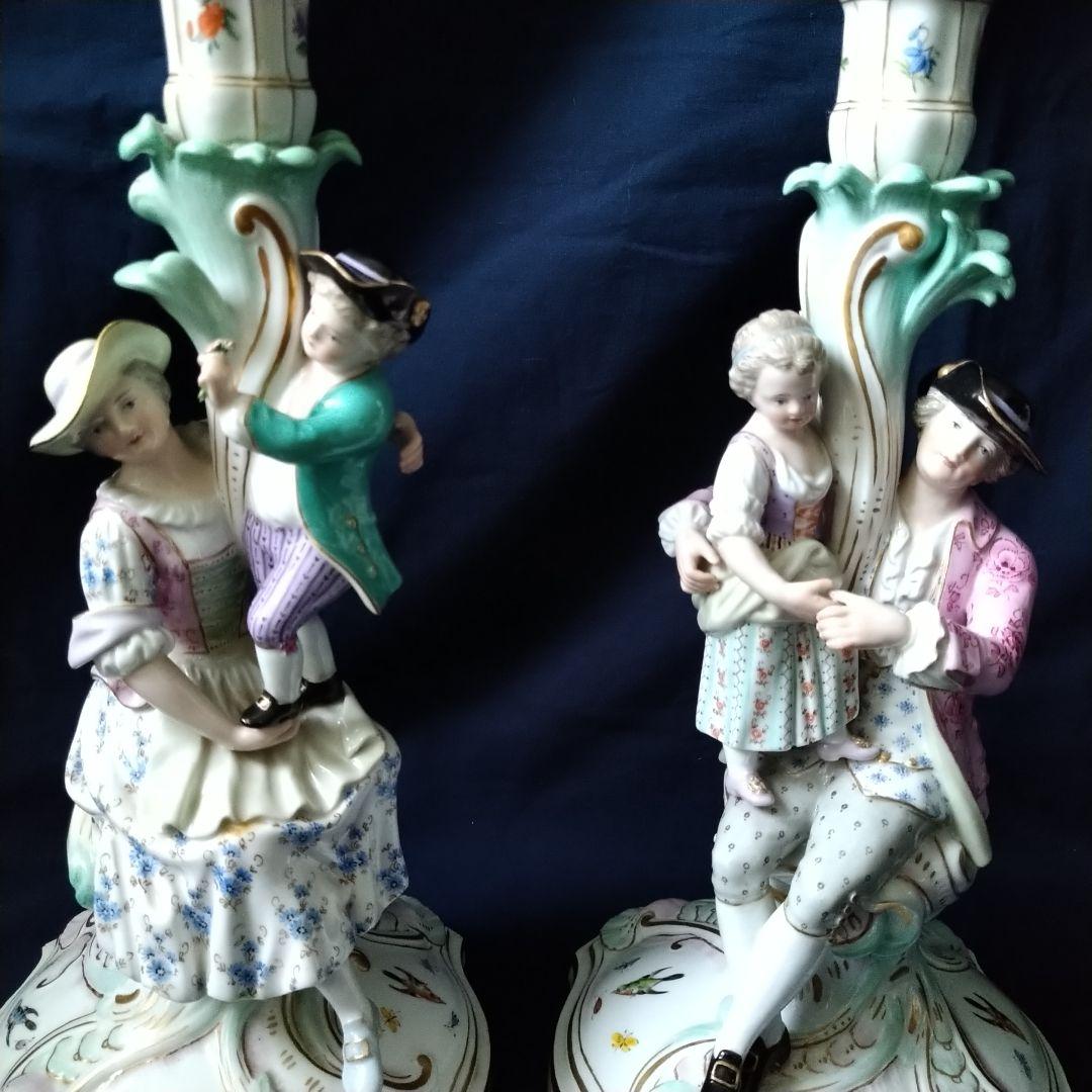 ✤1924年以前マイセンのキャンドルスタンド✤『恋人紋(1対)』