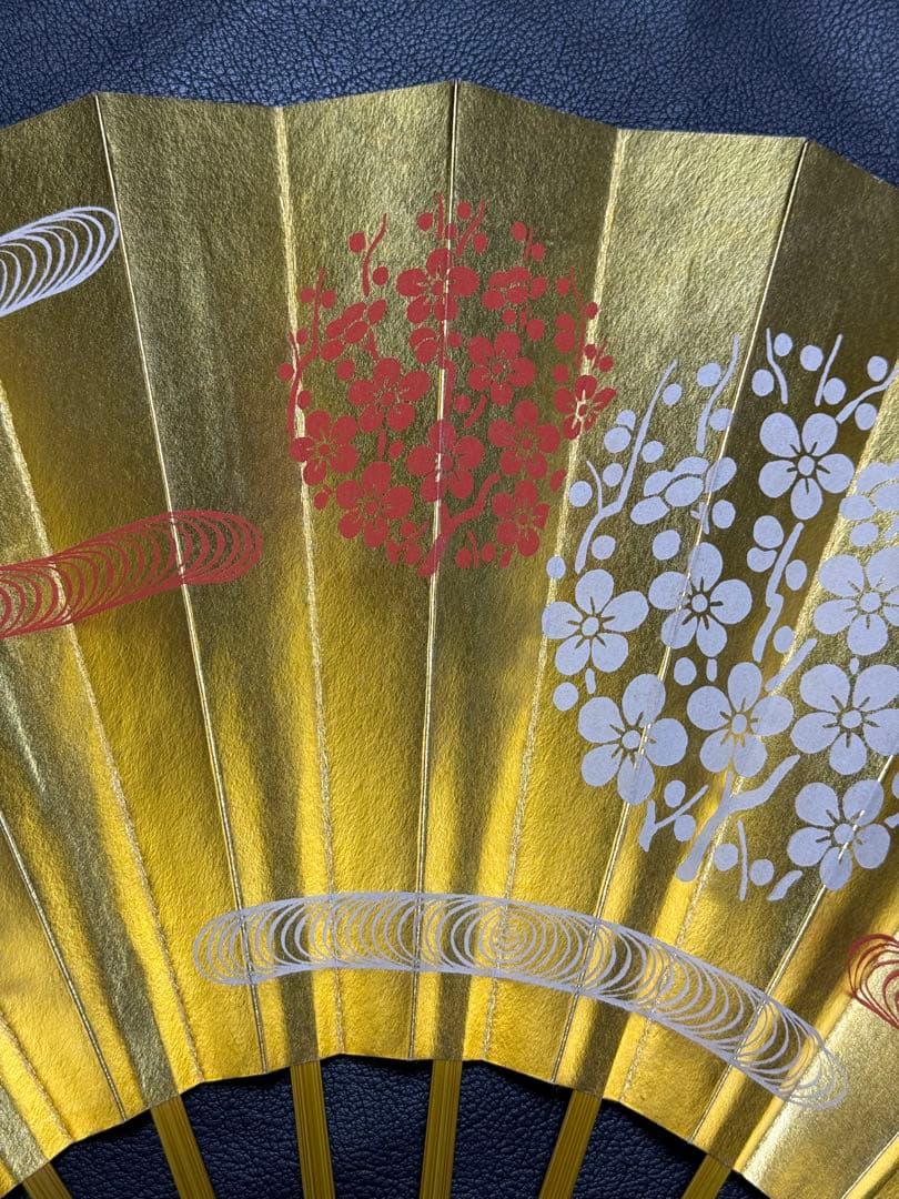 扇子　33.5cm 十松屋福井扇舗　金　観世水　紅白梅　仕舞扇　能楽　着物