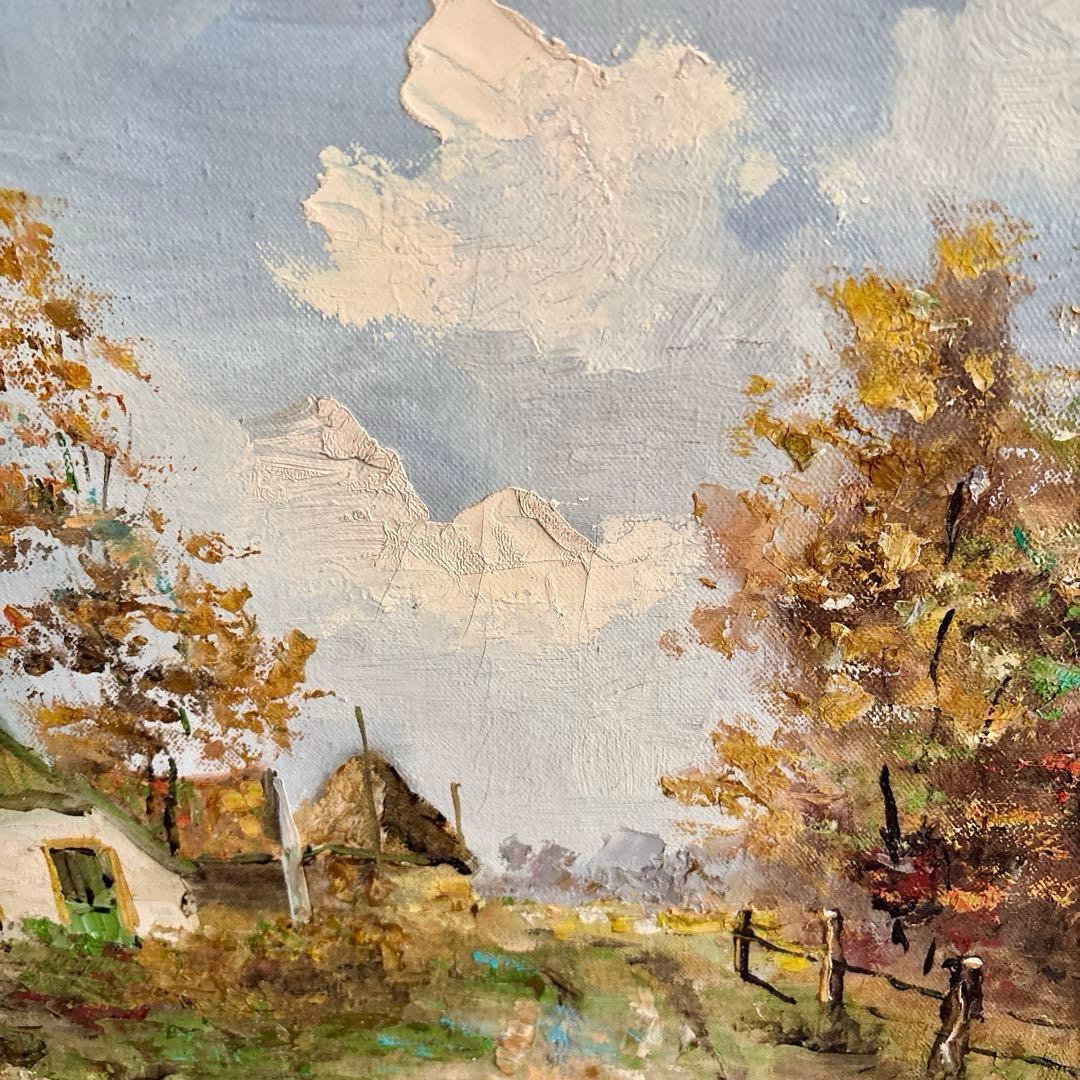 Hollander \"Country road\" 油絵 風景画 ゴールド額F10