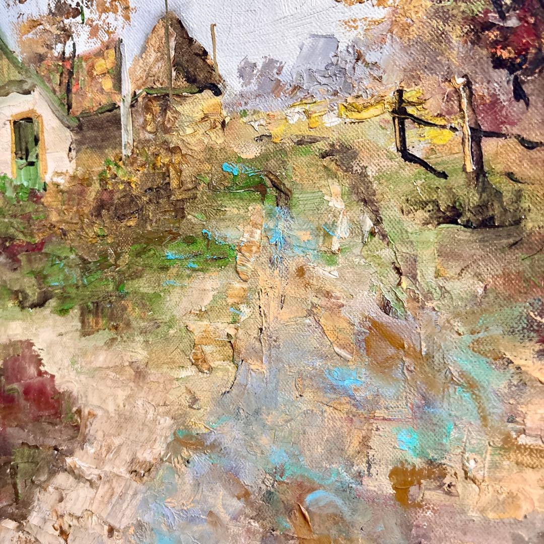 Hollander \"Country road\" 油絵 風景画 ゴールド額F10