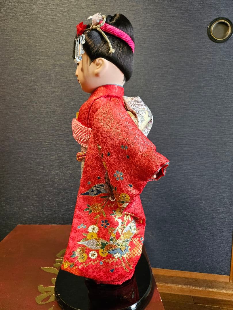 人形の秀月 市松人形 髪飾り付き