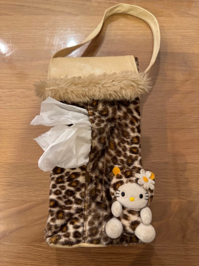 ハローキティ　ヒョウ柄　マスコット　ぬいぐるみ　ティッシュケース　レトロ