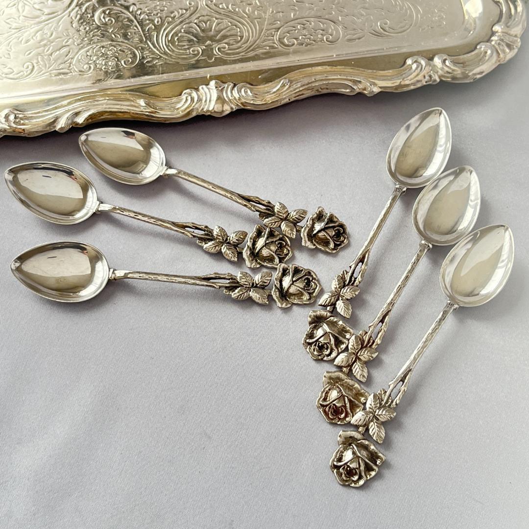 【Cristoph Widmann】 薔薇のティースプーン 6本【純銀】