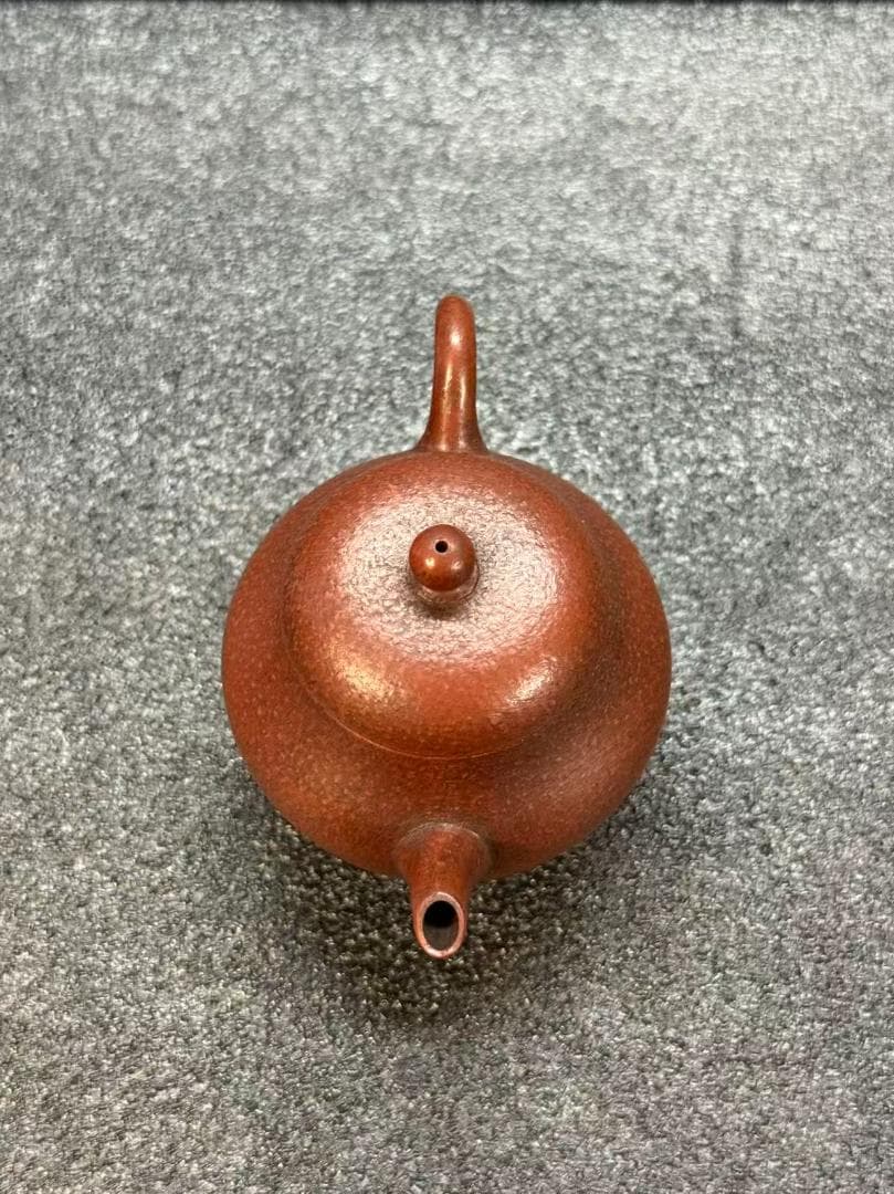 【孟臣 底款 刻漢詩 明月水中来】紫砂壷 朱泥 段泥 煎茶道具 急須 単孔口