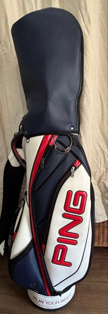 PING キャディバッグ ゴルフバッグ　ネイビー/ホワイト/レッド　メンズ