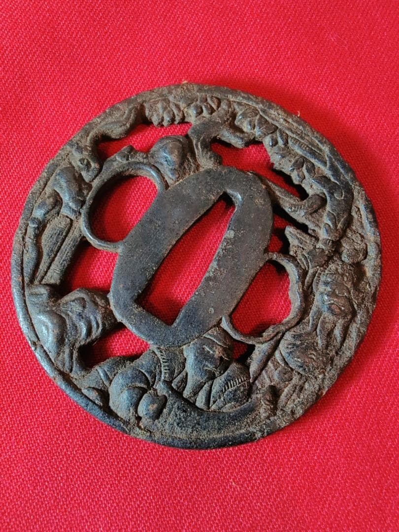 鍔 無銘 鉄鐔 人物図 拵 日本刀 刀装具 骨董 古美術 江戸時代