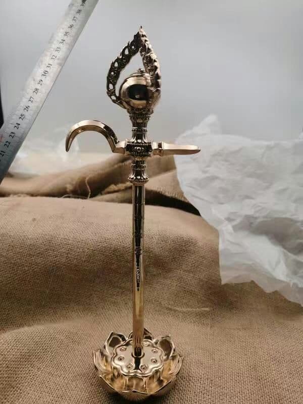 【修縁堂】密教法具 准提金剛勾 精密金属彫り 真鍮製 vajra 26cm